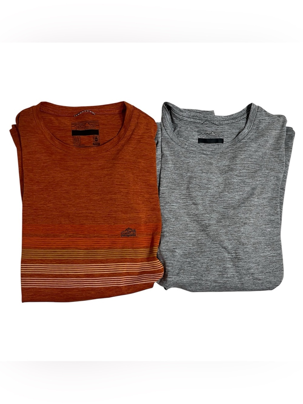 Patagonia Lot of 2 Capilene Cool Daily Graphic Shirt short sleeves gray Medium